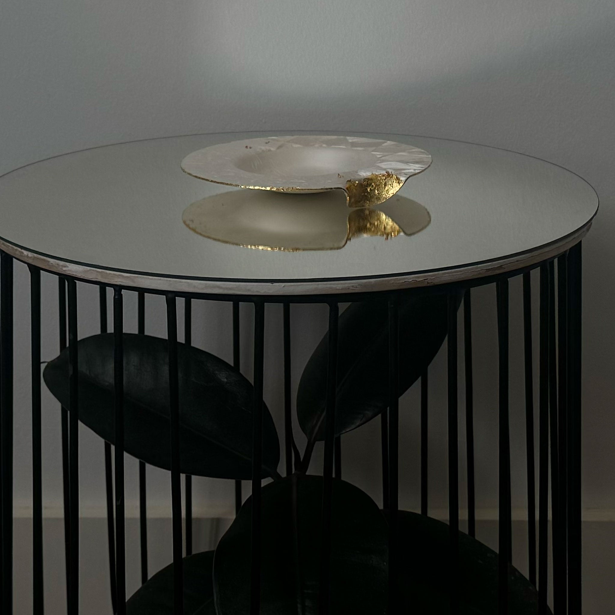 The Golden Whisper I Silver Dish with Gold Leaf